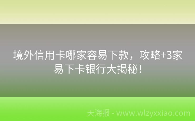 境外信用卡哪家容易下款，攻略+3家易下卡银行大揭秘！