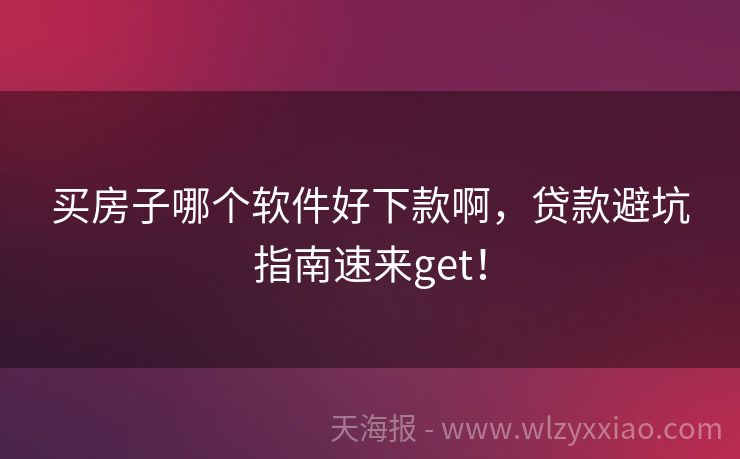 买房子哪个软件好下款啊，贷款避坑指南速来get！