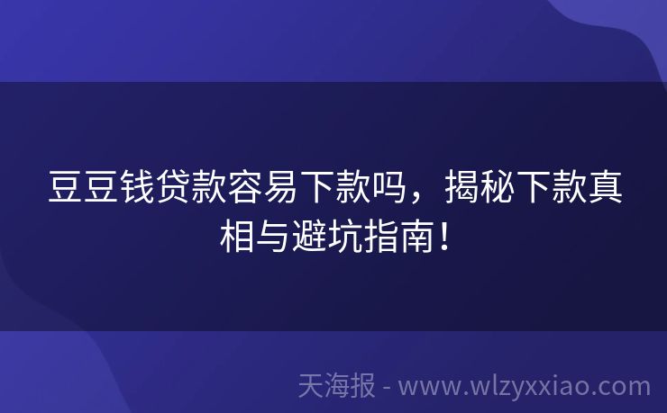 豆豆钱贷款容易下款吗，揭秘下款真相与避坑指南！