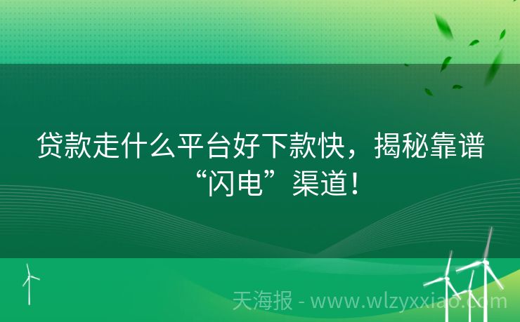 贷款走什么平台好下款快，揭秘靠谱“闪电”渠道！