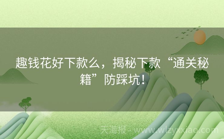 趣钱花好下款么，揭秘下款“通关秘籍”防踩坑！