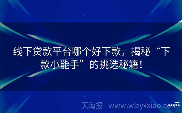 线下贷款平台哪个好下款，揭秘“下款小能手”的挑选秘籍！