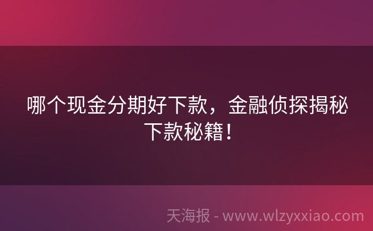 哪个现金分期好下款，金融侦探揭秘下款秘籍！