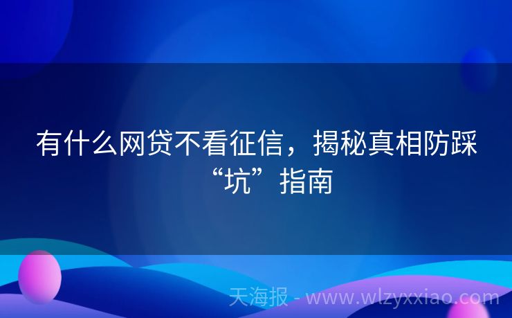 有什么网贷不看征信，揭秘真相防踩“坑”指南