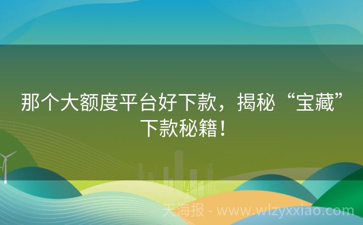 那个大额度平台好下款，揭秘“宝藏”下款秘籍！
