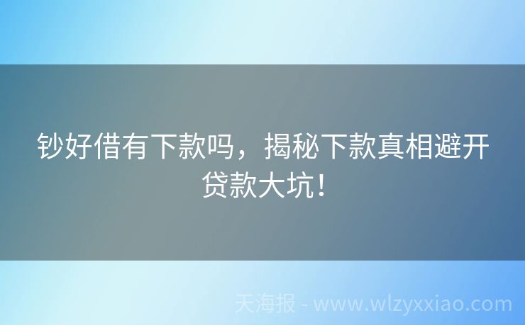 钞好借有下款吗，揭秘下款真相避开贷款大坑！