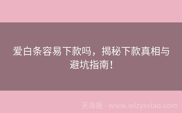 爱白条容易下款吗，揭秘下款真相与避坑指南！