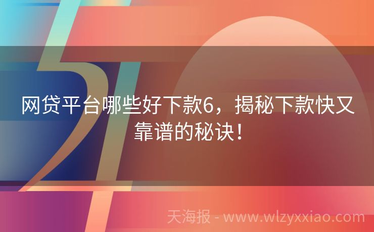 网贷平台哪些好下款6，揭秘下款快又靠谱的秘诀！