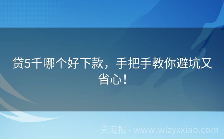 贷5千哪个好下款，手把手教你避坑又省心！