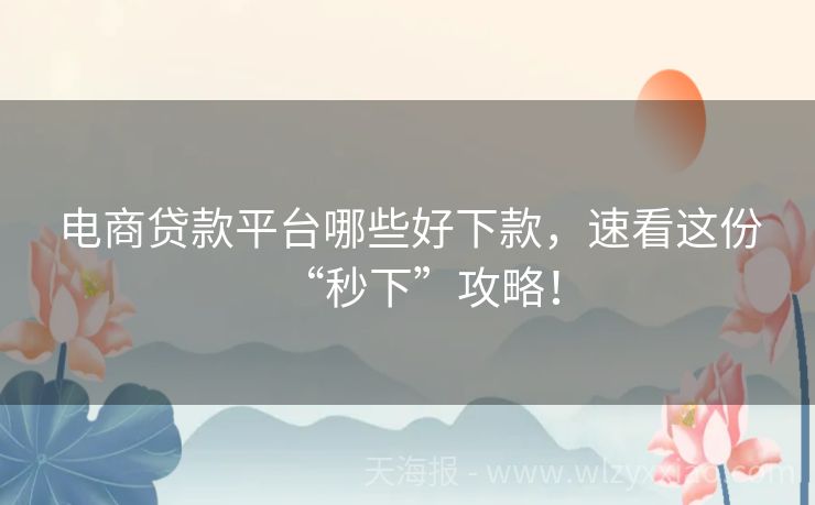 电商贷款平台哪些好下款，速看这份“秒下”攻略！