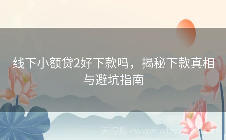 线下小额贷2好下款吗，揭秘下款真相与避坑指南