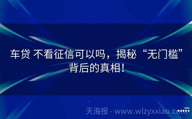 车贷 不看征信可以吗，揭秘“无门槛”背后的真相！