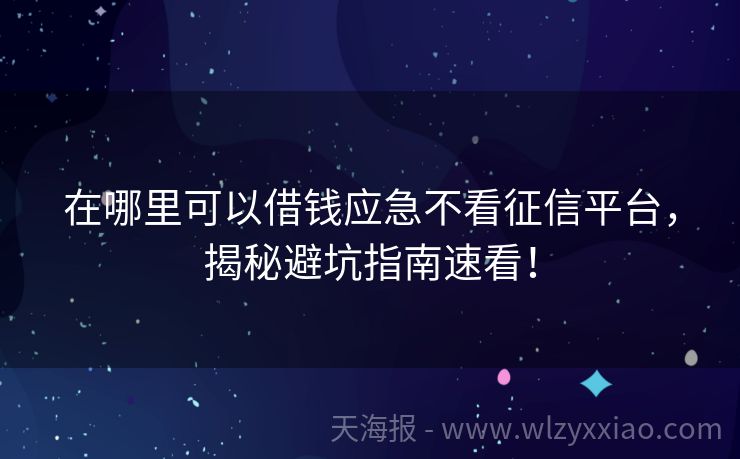 在哪里可以借钱应急不看征信平台，揭秘避坑指南速看！