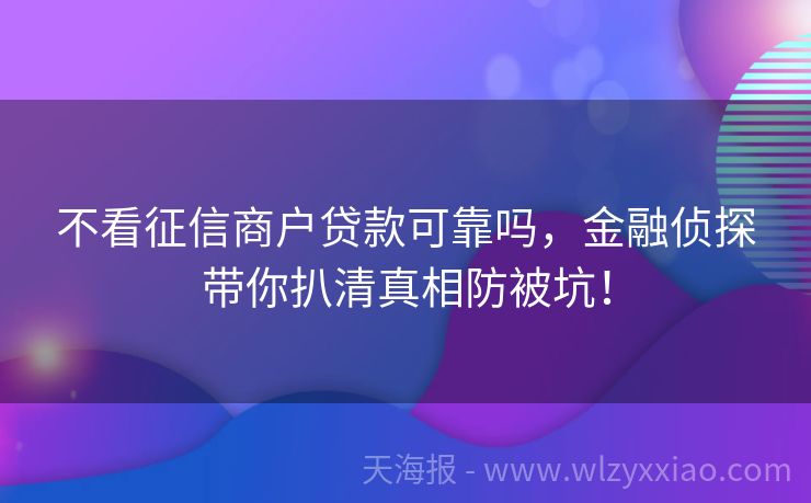不看征信商户贷款可靠吗，金融侦探带你扒清真相防被坑！