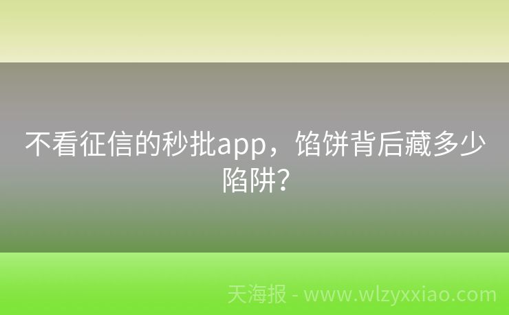 不看征信的秒批app，馅饼背后藏多少陷阱？