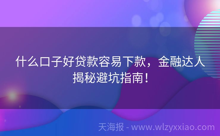 什么口子好贷款容易下款，金融达人揭秘避坑指南！