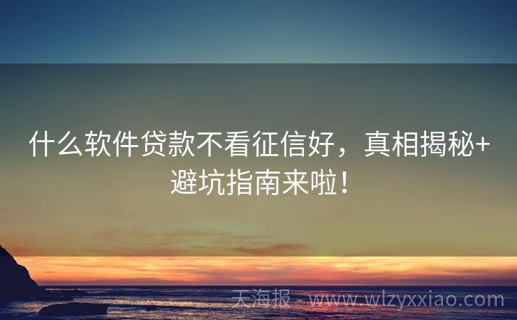 什么软件贷款不看征信好，真相揭秘+避坑指南来啦！