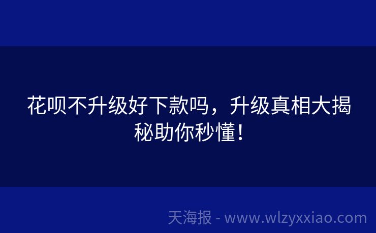 花呗不升级好下款吗，升级真相大揭秘助你秒懂！