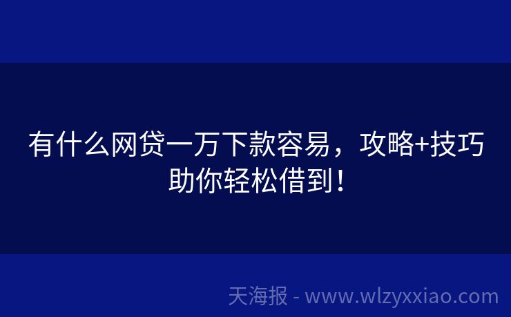 有什么网贷一万下款容易，攻略+技巧助你轻松借到！