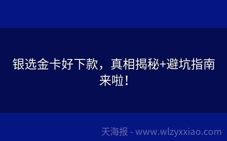 银选金卡好下款，真相揭秘+避坑指南来啦！