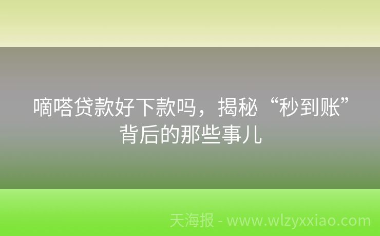 嘀嗒贷款好下款吗，揭秘“秒到账”背后的那些事儿