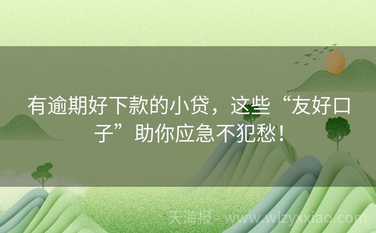 有逾期好下款的小贷，这些“友好口子”助你应急不犯愁！