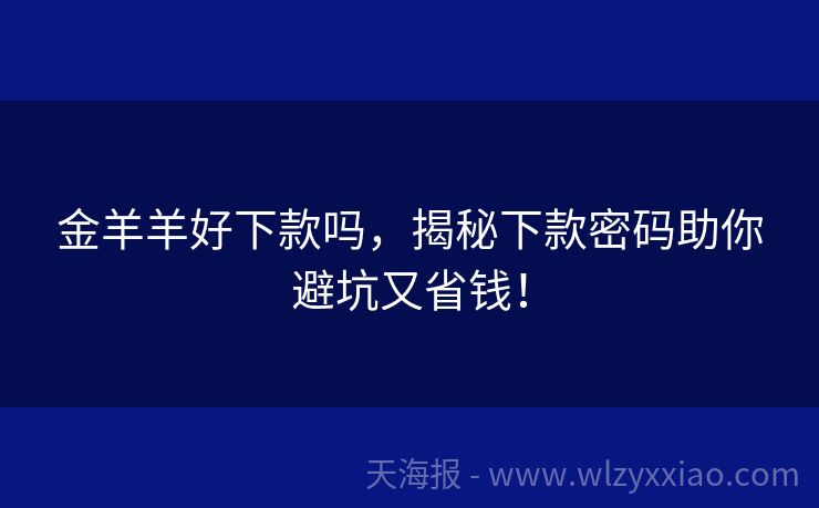 金羊羊好下款吗，揭秘下款密码助你避坑又省钱！