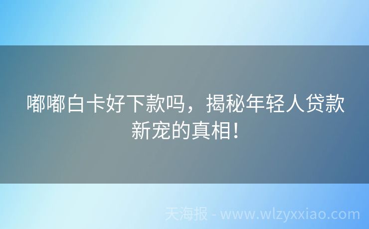 嘟嘟白卡好下款吗，揭秘年轻人贷款新宠的真相！