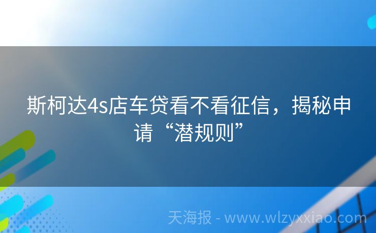 斯柯达4s店车贷看不看征信，揭秘申请“潜规则”