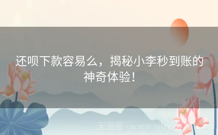 还呗下款容易么，揭秘小李秒到账的神奇体验！