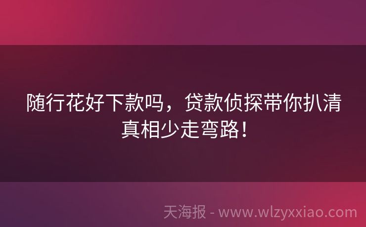 随行花好下款吗，贷款侦探带你扒清真相少走弯路！