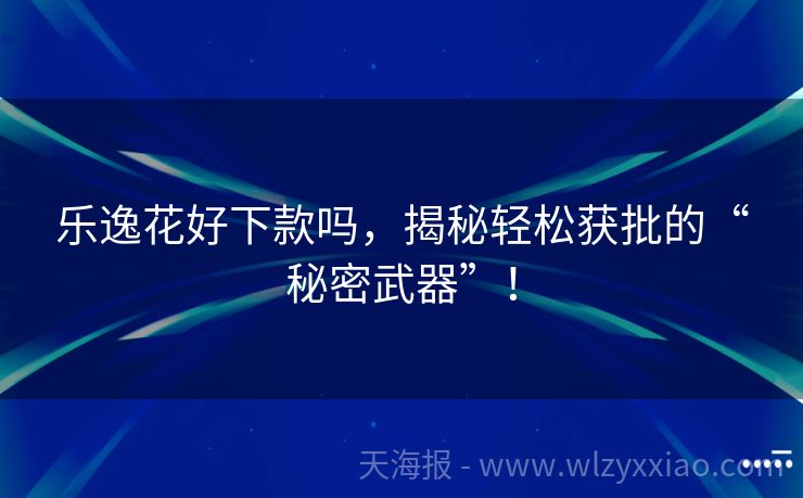 乐逸花好下款吗，揭秘轻松获批的“秘密武器”！