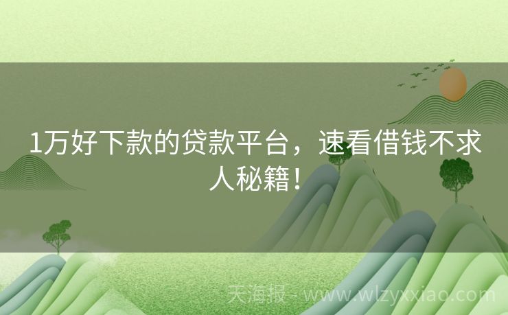 1万好下款的贷款平台，速看借钱不求人秘籍！