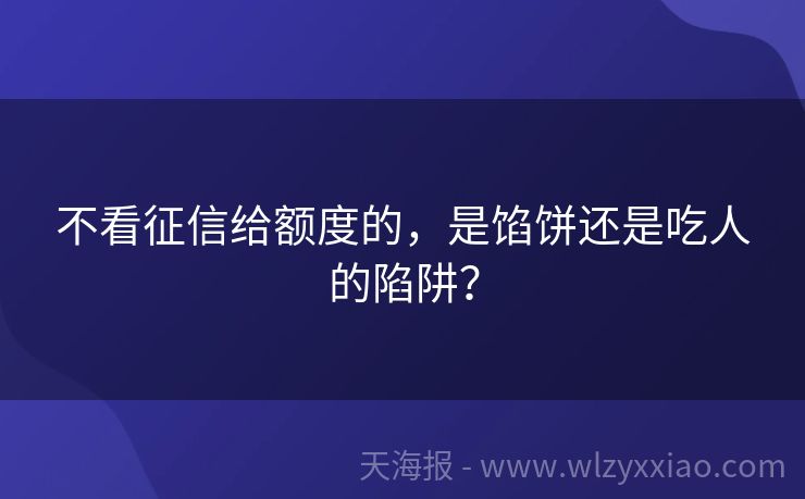 不看征信给额度的，是馅饼还是吃人的陷阱？