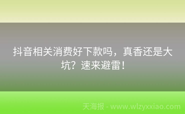 抖音相关消费好下款吗，真香还是大坑？速来避雷！
