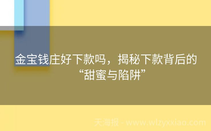 金宝钱庄好下款吗，揭秘下款背后的“甜蜜与陷阱”