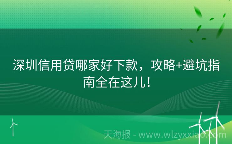 深圳信用贷哪家好下款，攻略+避坑指南全在这儿！