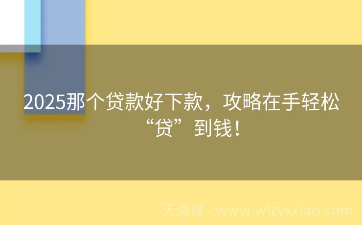 2025那个贷款好下款，攻略在手轻松“贷”到钱！