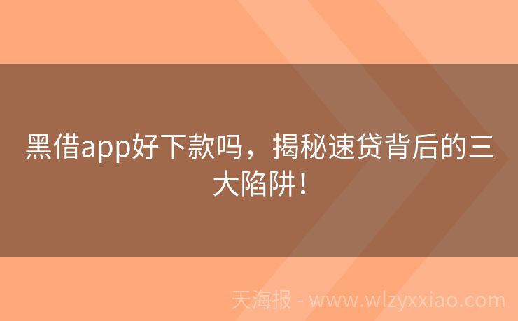 黑借app好下款吗，揭秘速贷背后的三大陷阱！