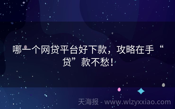 哪一个网贷平台好下款，攻略在手“贷”款不愁！