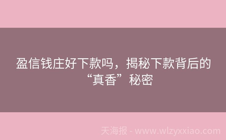 盈信钱庄好下款吗，揭秘下款背后的“真香”秘密