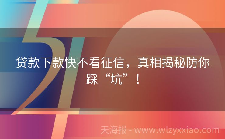 贷款下款快不看征信，真相揭秘防你踩“坑”！