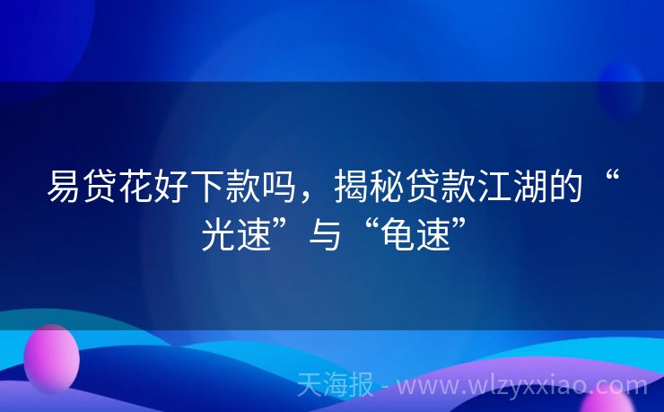 易贷花好下款吗，揭秘贷款江湖的“光速”与“龟速”