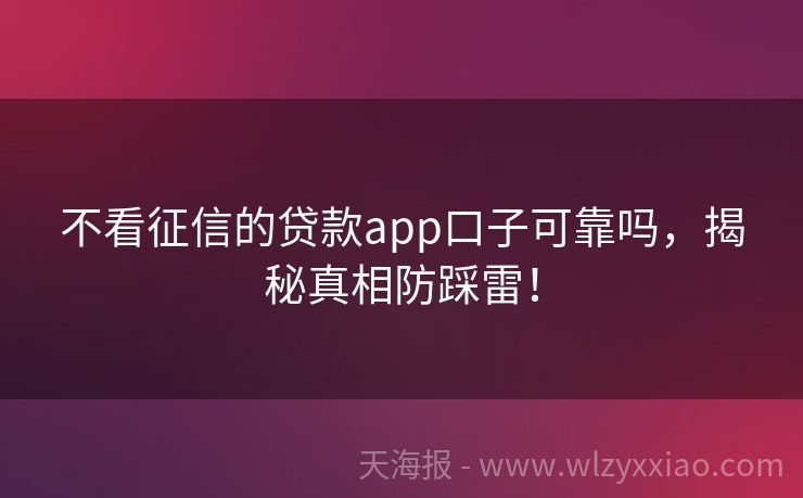 不看征信的贷款app口子可靠吗，揭秘真相防踩雷！