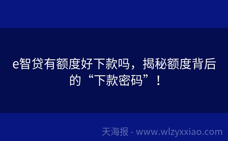 e智贷有额度好下款吗，揭秘额度背后的“下款密码”！