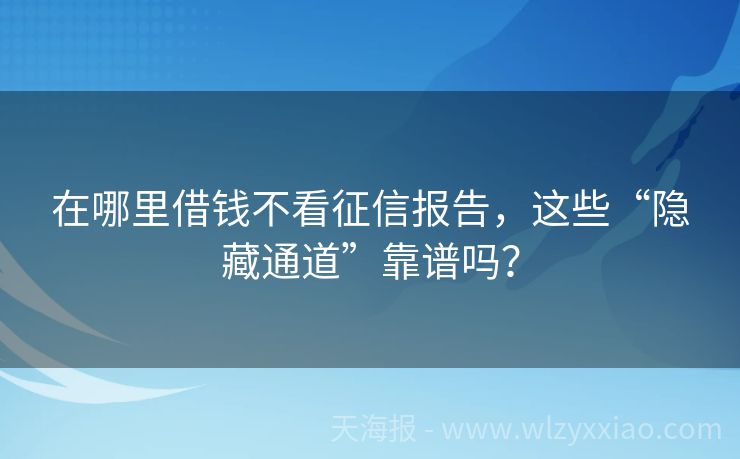 在哪里借钱不看征信报告，这些“隐藏通道”靠谱吗？