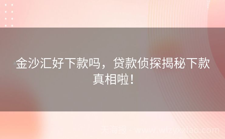 金沙汇好下款吗，贷款侦探揭秘下款真相啦！