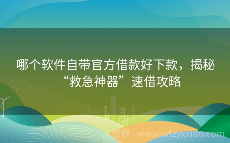 哪个软件自带官方借款好下款，揭秘“救急神器”速借攻略
