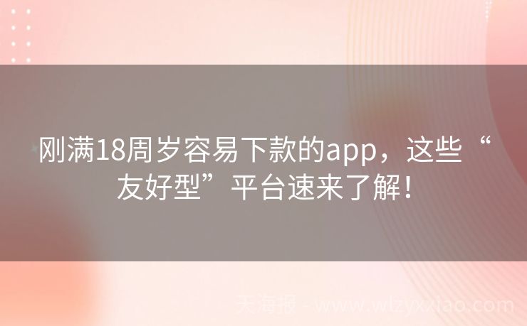 刚满18周岁容易下款的app，这些“友好型”平台速来了解！