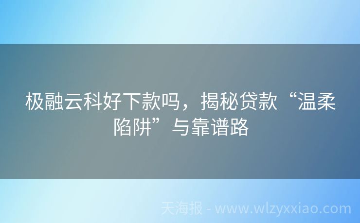 极融云科好下款吗，揭秘贷款“温柔陷阱”与靠谱路